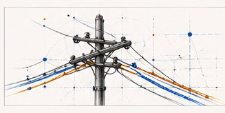 Aerial pole-to-pole fiber design showing attachments across a joint-use pole line