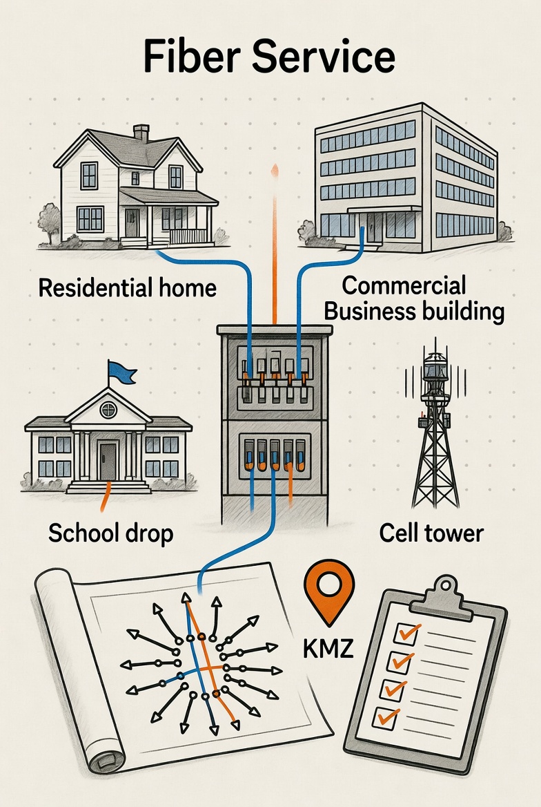 Fiber-to-the-X service to home, business, school, and tower endpoints